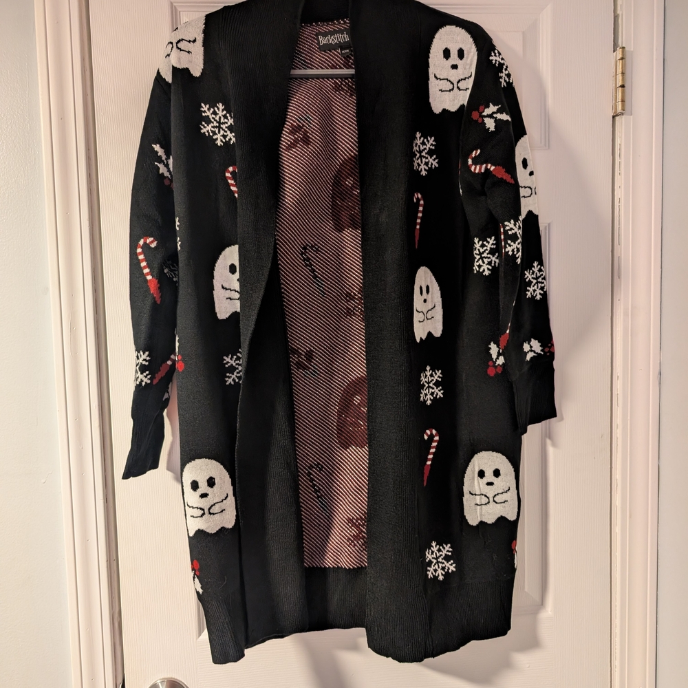 Black Ghost and Snowflake Petite Cardigan